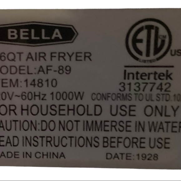 Kitchen Bella Air Fryer 16 Quart Black Tested And Working Poshmark
